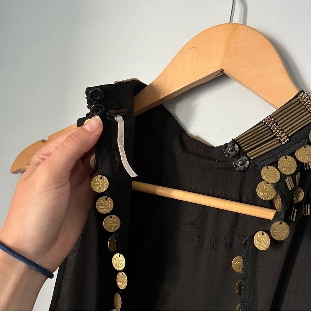 Free People Bohemian Soul Gold Coin Embellished Black Halter Neck Catsuit Size 4 - Picture 14 of 16